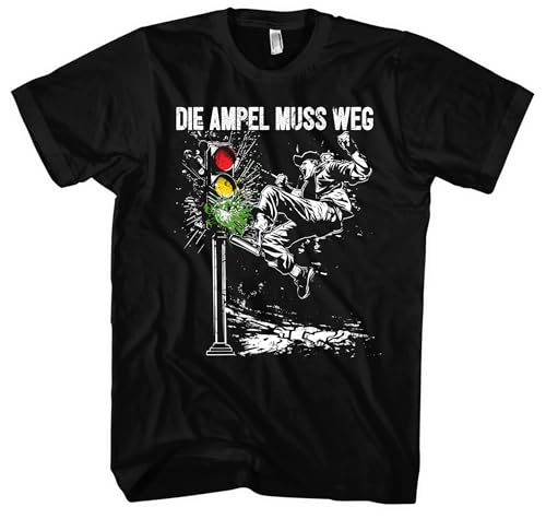 Die Ampel muss Weg Herren T-Shirt | Anti Grün Shirt Demo Shirt Widerstand Tshirt Fuck Grün Politik Anti Klimaaktivist | M1 Schwarz (3XL)