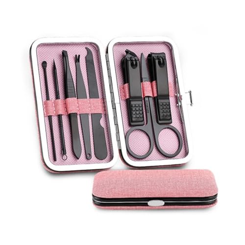 Maniküreschneider, Nagelknipser-Set, Haushalt, Edelstahl, Ohrlöffel, Nagelknipser, Pediküre, Nagelschere, 8 Stück, Rosa