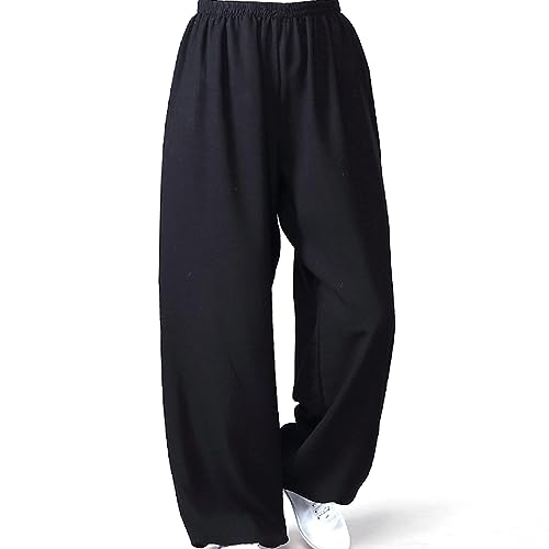 GImLy Taiji Hose Unisex Kampfkunst Kung Fu Qigong Shaolin Weite Beine Knickerbocker Aus Baumwolle Und Leinen Kampfsport Training Hose Daily Wear for Yoga and Pilates,010,XXL