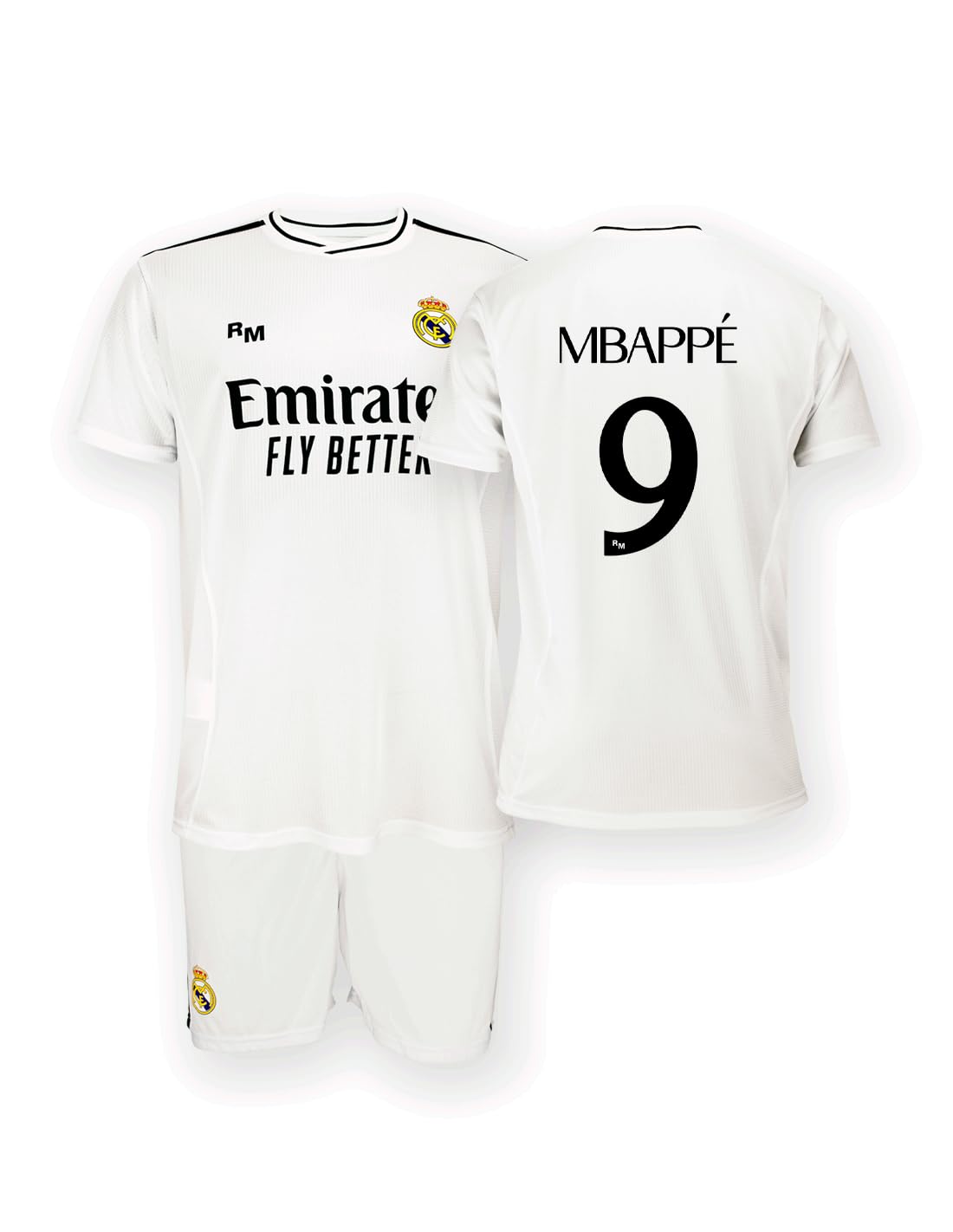 Real Madrid Home Kit Trikot und Shorts Saison 24/25, Mbappé, 6 Years, Replik Shirt Mit Offizieller Lizenz