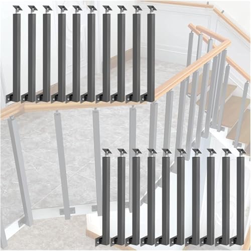 Geländerstäbe für Treppen/Terrassen/Veranden – 1/4/10/20er-Packung, seitlich montierte Metallspindeln, quadratischer Treppengeländerpfosten mit Schraubensatz, Schwarz, 20er-Packung, 105 cm/4