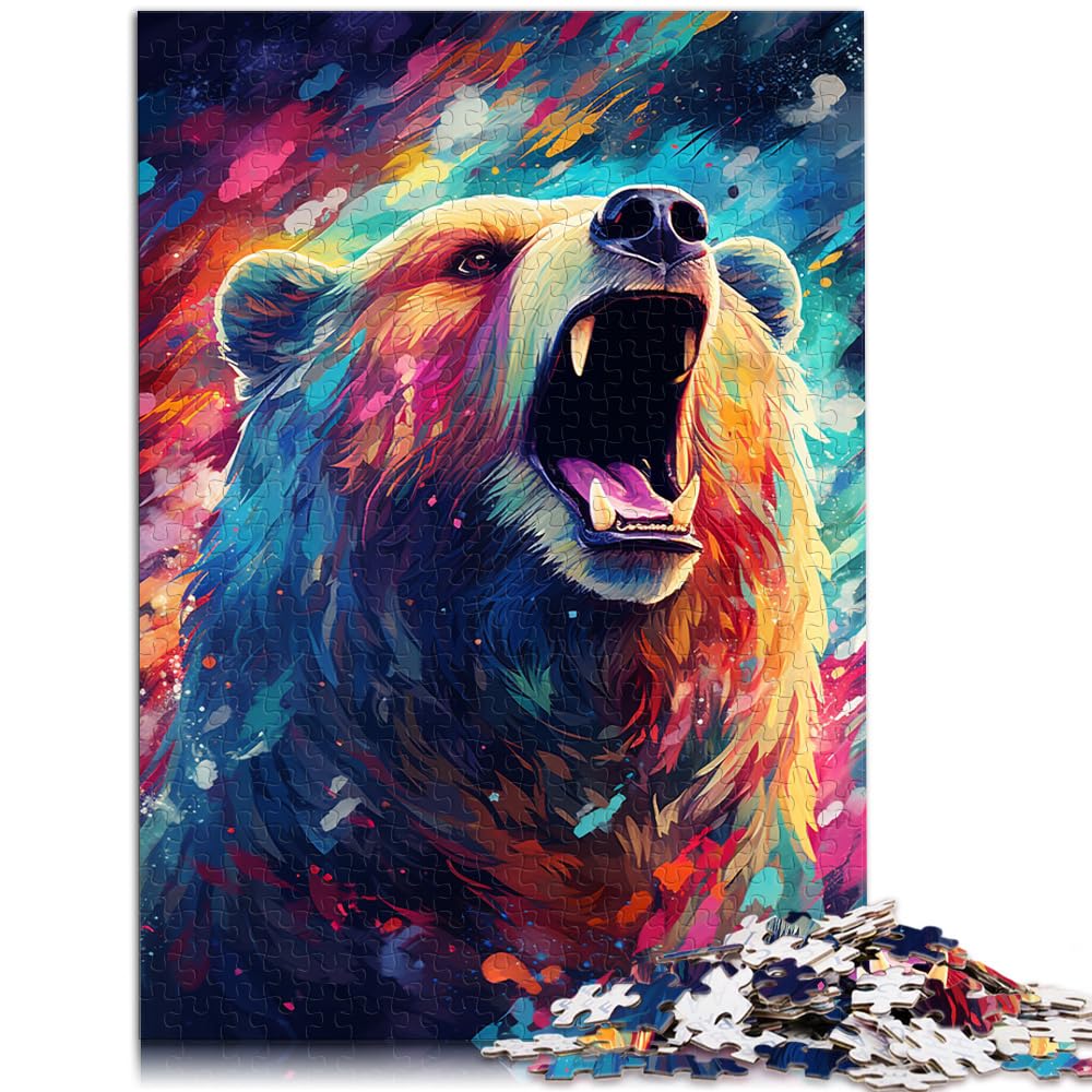 Spielgeschenk Puzzle Bunte Psychedelie galaktischer Braunbären 1000-teiliges Puzzle Holzpuzzle Heimdekoration Puzzle 1000 Teile (50 x 75 cm)