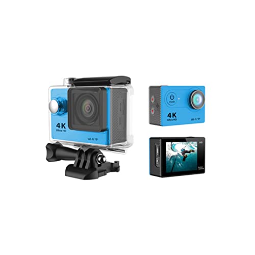 Ultra HD Unterwasserkamera H9R 12MP 2 Zoll LCD 30M wasserdicht 170D Fernbedienung Helm Fahrrad Videokamera Outdoor Sport Cam Für Sport(H9 0ption3,Blue)