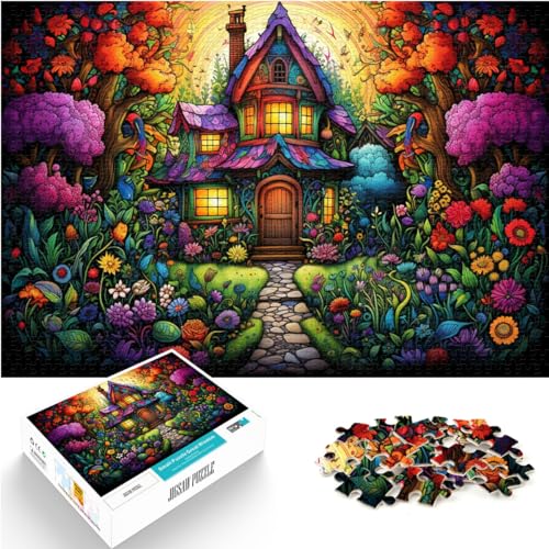 Puzzle für Puzzle, buntes Blumenhaus, Puzzle 1000 Teile, Puzzle für Erwachsene, Holzpuzzle zum Stressabbau, schwierige Herausforderung, 1000 Teile (50 x 75 cm)