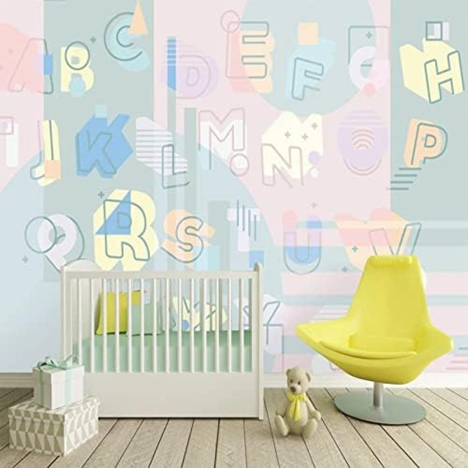 XLMING Bunte, Handgemalte Cartoon-Buchstaben Für Kinderzimmer 3D Tapete Wohnzimmer Sofa Schlafzimmer Esszimmer Home Dekoration Wand-300cm×210cm