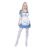 トクとユウ Damen Erwachsene Cosplay Krankenschwester Kostüm Dienstmädchenkleid Halloween Make-up Kostüm (Blau, L)