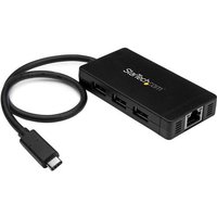 StarTech.com 3 Port USB3.0 Hub with USB-C and GbE - USB Type-C - USB C Hub - Hub - 3 x SuperSpeed USB3.0 + 1 x 10/100/1000 - Desktop (HB30C3A1GE)