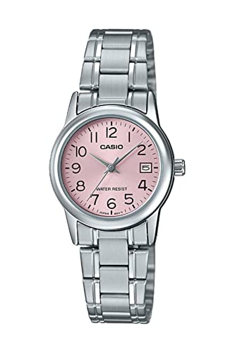 Casio #LTP-V002D-4B Women's Standard Stainless Steel Pink Dial Date Watch