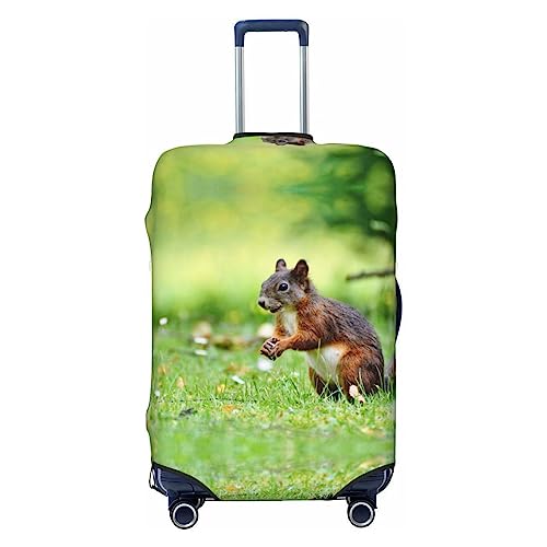 Miniks Reisegepäckhülle mit niedlichem Eichhörnchen-Motiv, strapazierfähig, passend für 45,7 - 81,3 cm große Gepäckstücke, Größe XL, Schwarz, X-Large