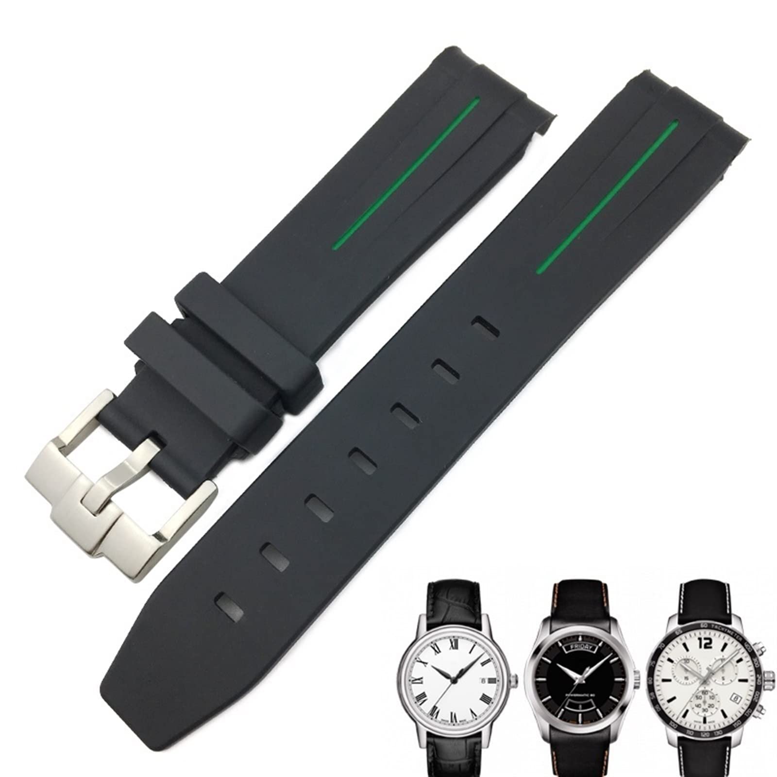 NEYENS Gummi-Uhrenarmband für Tissot 1853 Lelocle PRC200 Rolex Submariner Hamilton Omega wasserdichtes Uhrenarmband, 19 mm / 20 mm, 19 mm, Achat