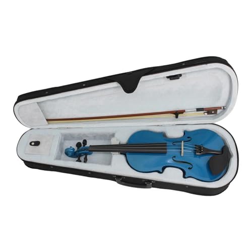 Geige Blaue akustische Violine für Anfänger mit Koffer, Bogen, Schulterstütze, Dämpfer, Saiten 4/4, 3/4, 1/2, 1/4, 1/8 (Color : 4/4)