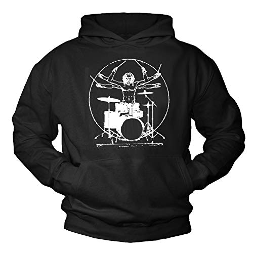 MAKAYA Sweatshirt mit Kapuze Herren - Drummer - Kapuzenpullover Geschenke für Musiker Schlagzeuger Schwarz L