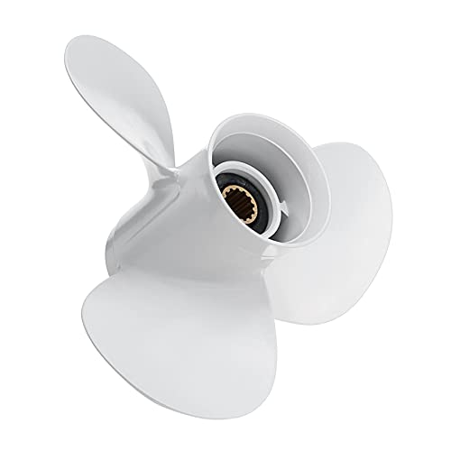 Jodriva 11 1/2 x 13 Außenbordpropeller for Boote, for Yamaha, 25–60 PS, 663-45974-02-98, Aluminium, weiß, 13 Keilzahn, 3-Blatt-Marinepropeller Bootspropeller