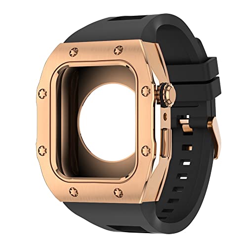 KANUZ Modifikations-Mod-Kit für Apple Watch, Armband 8, 7, 44 mm, 45 mm, Silikonband, Metallrahmen, Zubehör für iWatch Serie 6, 5, 4 SE (Farbe: B, Größe: 44 mm für 6/5/4/SE)