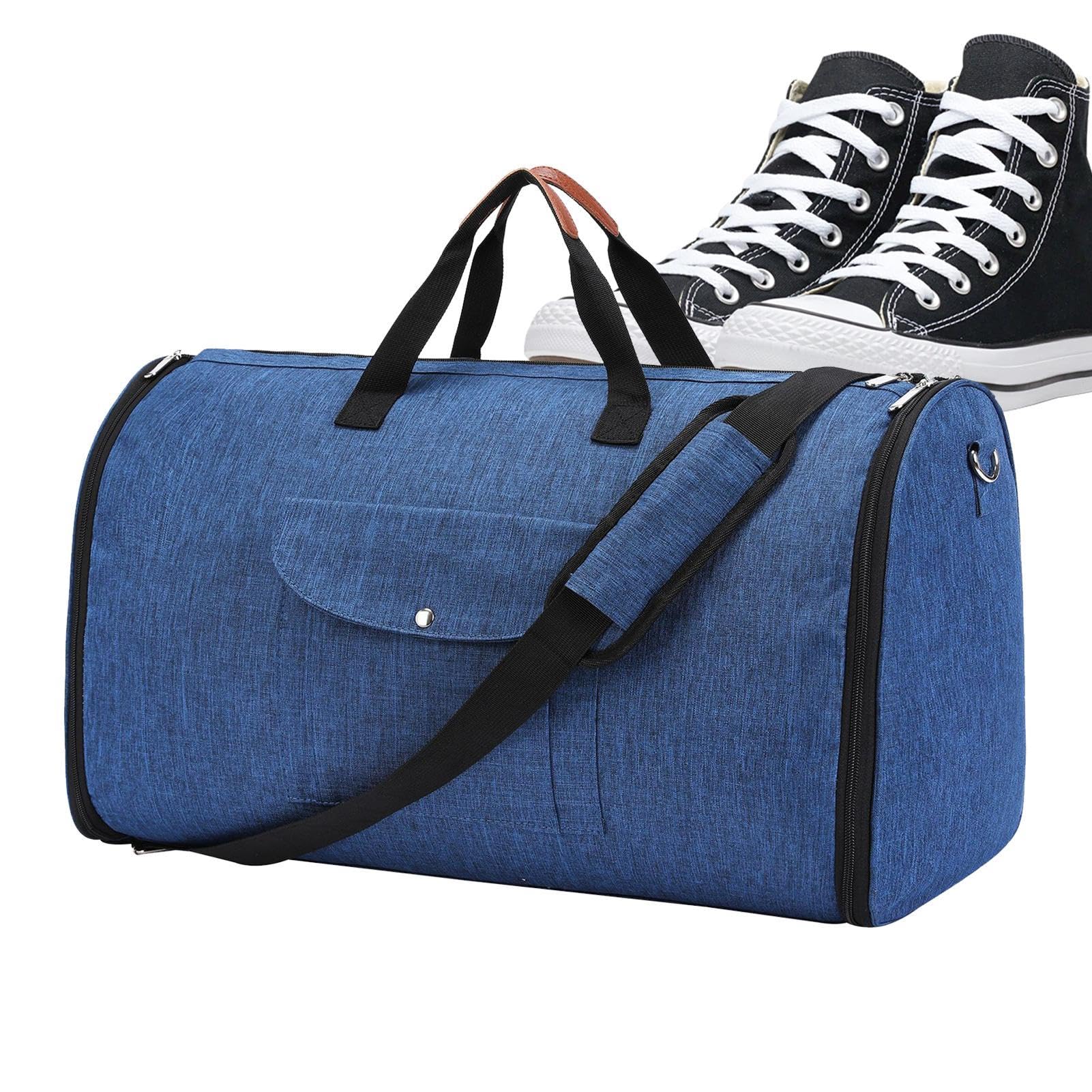 Kleidersack Duffle – Übernachtungstasche 2-in-1, wandelbare Anzug-Reisetasche für Herren – Handgepäcktasche mit Schultergurt, faltbare Seesack, marineblau, Refer to description, Unisex