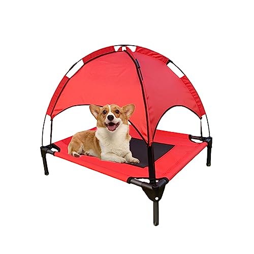 Hundeliege Outdoor mit Dach, Erhöhtes Hundebett mit Dach, Hundeliegeplatz Hunde Strandkorb Sonnenliege, Outdoor Liege für Große Hunde Bis 30Kg/ 40Kg/50Kg/60Kg, Haustierbett für Indoor & Outdoor (Colo