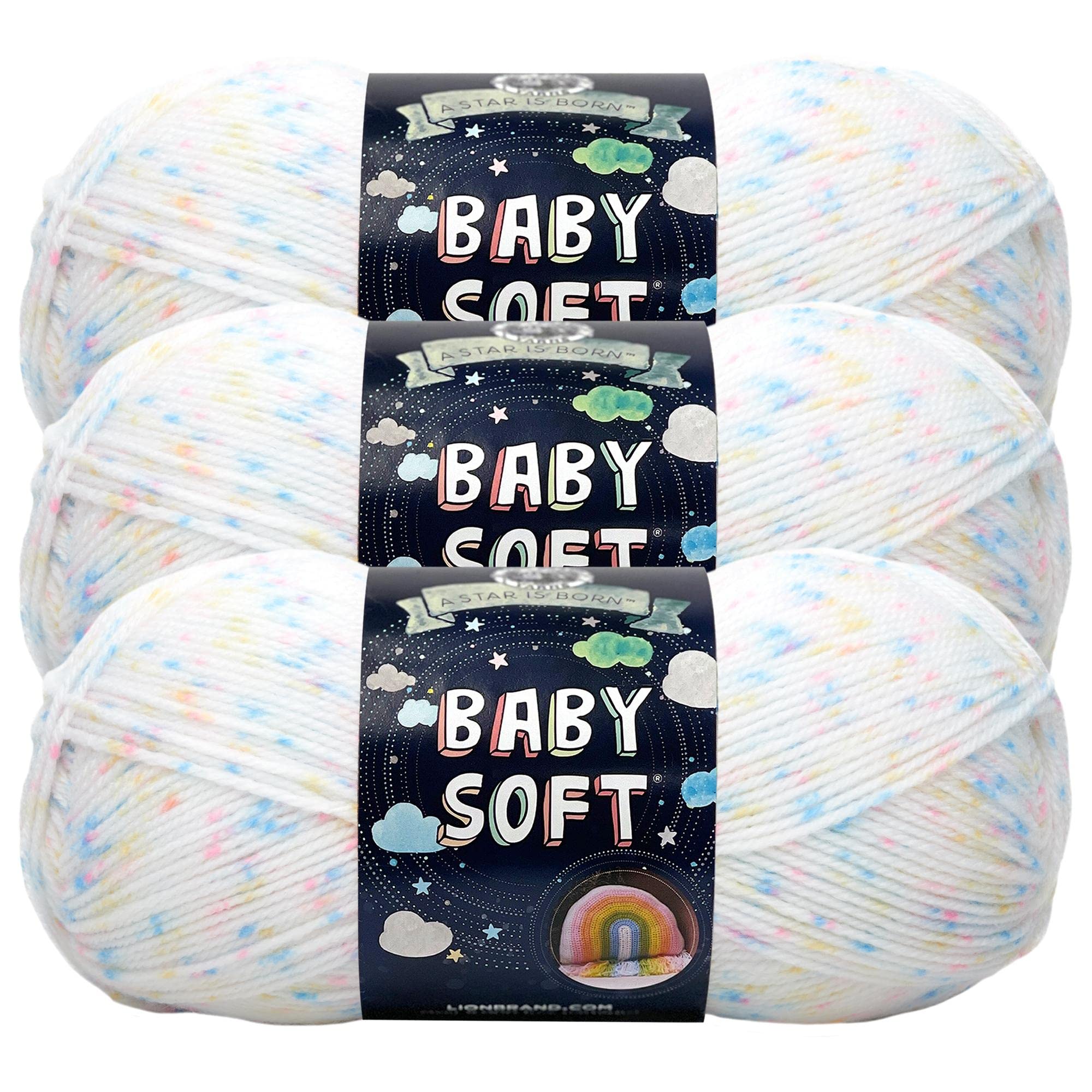 Lion Brand Yarn Babysoft Baby Garn, Twinkle Print, 3er-Pack