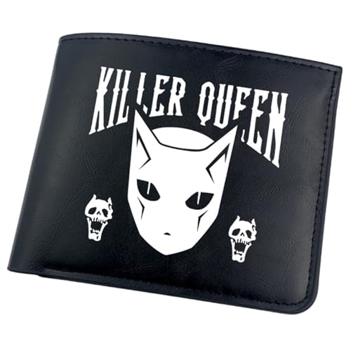 RYNDEX Jo-Jo's Bizar-re Adventu-re Anime-Geldbörsen, Cartoon-Druck Geldbörse Klein, PU-Leder Geldbörse Brieftasche Wallet(Color:Black 4)