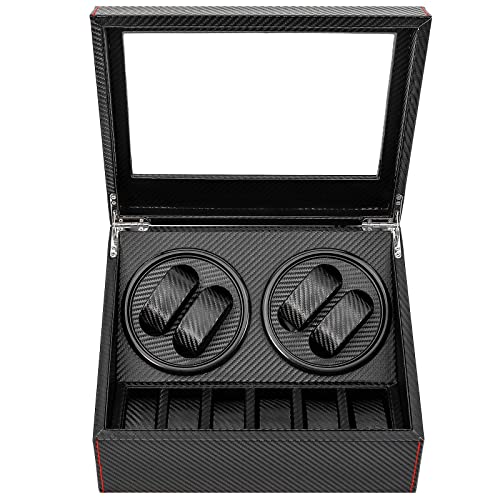 banborba Automatische Uhrenbeweger Box, 4+6 Automatik Uhrenbeweger mit Leisem Motor, Abnehmbare Kissen, Display Kasten, Uhrenbox Uhrendreher Watch Winder Box für Automatikuhren, Armbanduhr