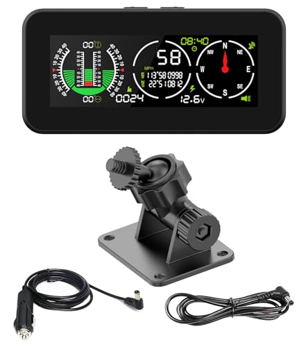 MOTOCOCHE GPS Neigungsmesser Offroad KFZ Neigungsmesser für DC10V-30V Geländefahrzeuge, Geschwindigkeitsmesser Auto mit Koordinatenanzeige