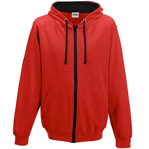 Just Hoods - Unisex Kapuzen-Sweatjacke/Fire Red/Jet Black, XXL