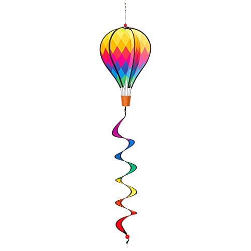 HQ Windspiration 109320 - Hot Air Balloon Twist Mini Patchwork, UV-beständiges und wetterfestes Windspiel - Länge: 92 cm, Ø: 23 cm, inkl. Aufhängung