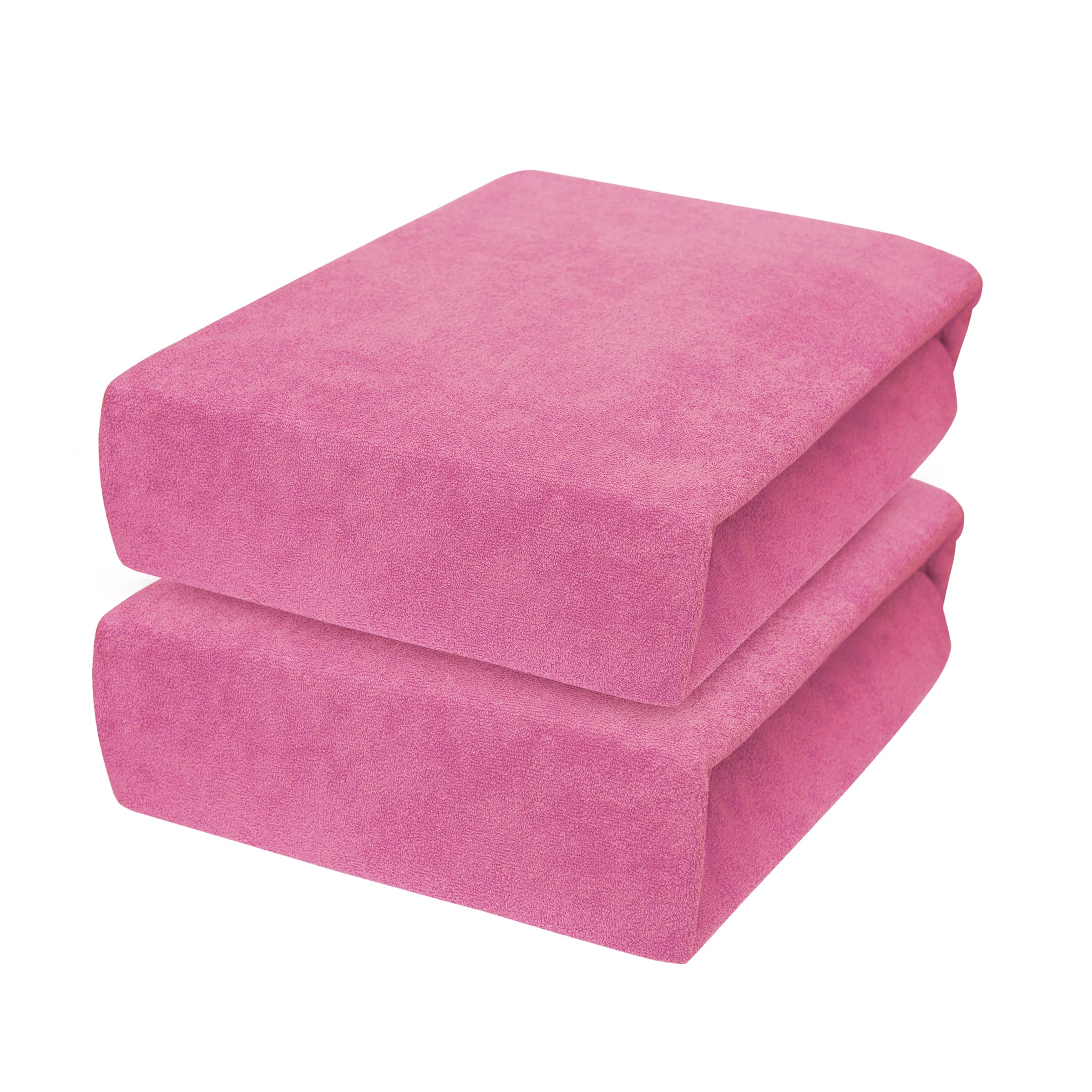 2 x Baby Comfort Frottee Spannbettlaken für 95 x 65 cm Reisebett Matratze (Rosa)