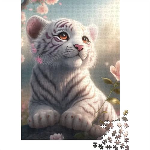 Baby-Gepard, 1000-teiliges Puzzle für Erwachsene, Geschenke aus Holz, ganze Familie und die (Größe 75 x 50 cm)