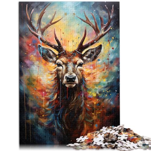 Puzzles, Geschenke, Spielzeug, farbenfrohes psychedelisches Hirschtier-Puzzle, 1000 Teile, Holzpuzzle, Weihnachtswunschliste mit Weihnachtsmann, 1000 Teile (50 x 75 cm)