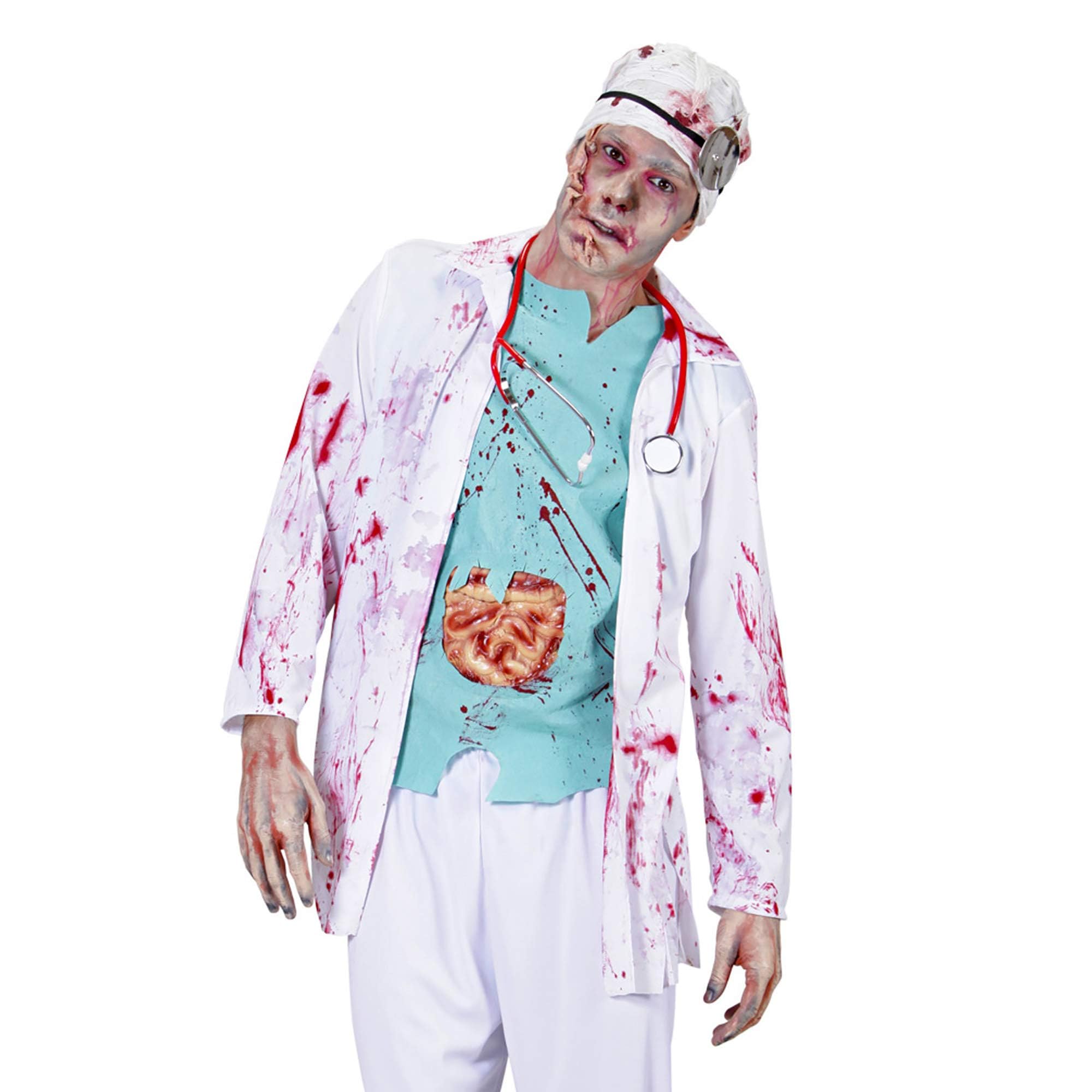 Widmann - Kostüm Zombie Doktor, Kittel mit Hemd und OP-Hut, Halloween, Mottoparty, Karneval