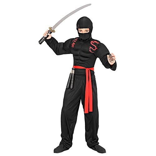 "SUPER MUSCLE NINJA" (hooded muscle shirt, face mask, pants, belt) - (158 cm / 11-13 Years)