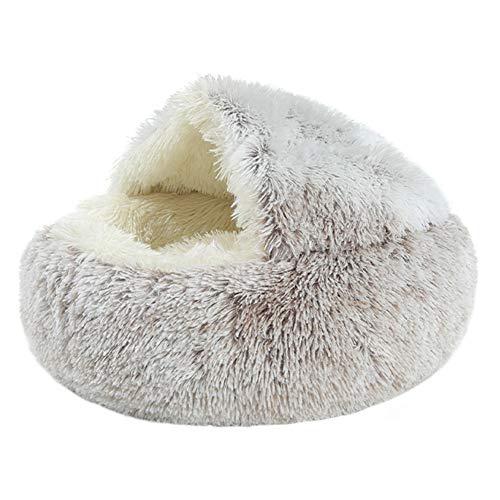 Rysmliuhan Shop Hundehöhle Kleine Hunde Katzenhöhle Warmes Hundebett Plüsch Hundebett Kätzchenbett Hundeschlafsäcke Flauschiges Katzenbett Hund Schlafsofa 50X50, Coffee Plush