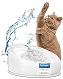 Lucky-Kitty Trinkbrunnen für Katze weiß I Katzenbrunnen Keramik Handarbeit, hygienisch I Kein Aufladen, kein Filter-Tausch I Trinkbrunnen leise & energiesparend I Wasserspender Katzen plastikfrei