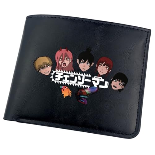 RYNDEX Chains-aw Man Anime Geldbörse, Kunstleder Kartenetui Geldtasche mit Münzfach, Kunstleder Kreditkartenetui Scheckkartenetui, für Männer Geschenke(Color:Black 4)