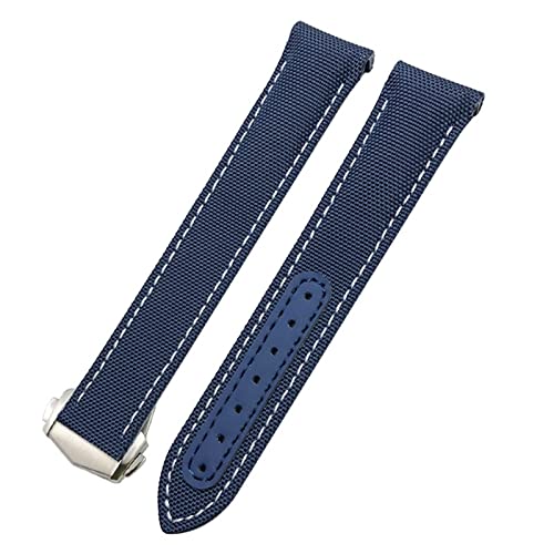 YIHANSS 19 mm 20 mm 21 mm Canvas-Lederunterseite Uhrenarmband für Omega 300 Speedmaster AT150 Planet Ocean Nylon-Uhrenarmband