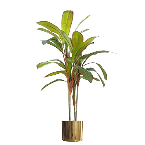 Leaf Palm Künstliche Palmpflanze mit Blättern, Dracaena Blattgold, groß, 100 cm, Kunststoff