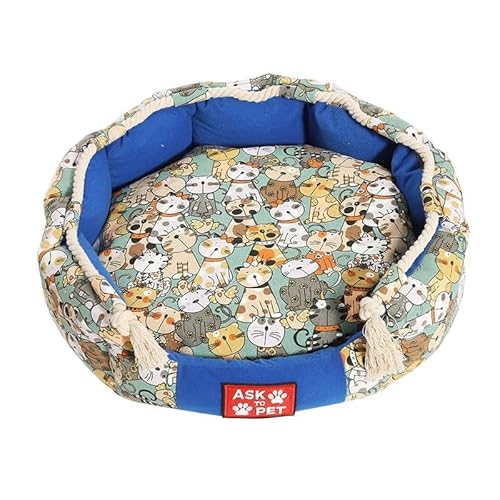 TiLLOw Universelles Haustierbett for alle Jahreszeiten, exquisites und tragbares Hundebett for mittelgroße Hunde(Blue,L)