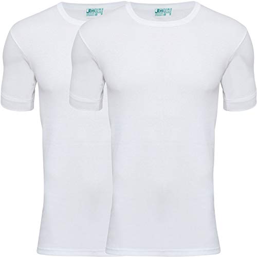 jbs T-Shirt Herren Weiss, Rundhals (2er Pack) Ideale Passform Baumwolle (Ohne Kratzende Seitennähte)weiß, M