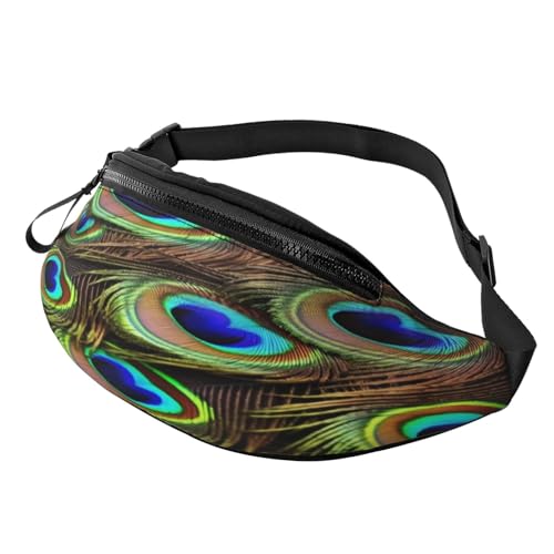 Rainbow Striped Fanny Pack-Lightweight Waist Bag for Travel and Daily Use, Pfauenfeder, Einheitsgröße