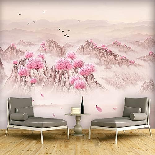 XLMING Pfirsichblüten-Tintenlandschaft Mit Wolken 3D Tapete Home Dekoration Wohnzimmer Sofa Schlafzimmer Tv Hintergrund Wand-430cm×300cm