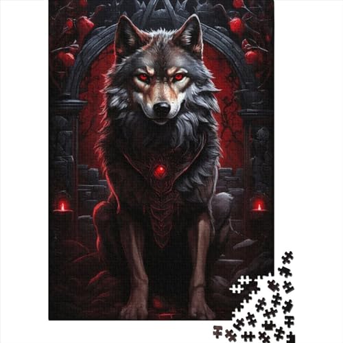 Fantasy Strange Wolf Holzpuzzle für Erwachsene Puzzle 1000 Teile Puzzle für Erwachsene Puzzle Familienspiele Weihnachtsgeburtstagsgeschenke (Größe: 75 x 50 cm)