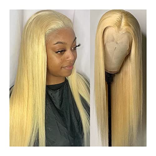 Perücken Knochen gerade 13 × 6 T-Teil Lace Front Perücken Blonde Echthaarperücken for Frauen 8-30 "brasilianisches Remy-Haar mit Babyhaar 150% Dichte vorgezupfter Haaransatz Damenperücke (Size : 20in