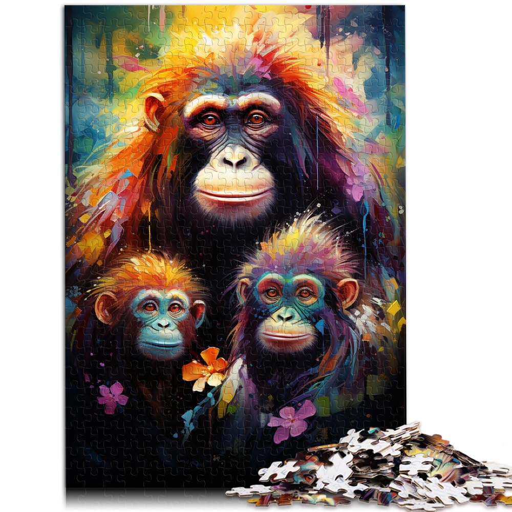 Puzzle für Affenfamilien-Puzzle, 1000 Teile für Erwachsene, Holzpuzzle, interessantes Puzzle zur Stressreduzierung, 1000 Teile (50 x 75 cm)