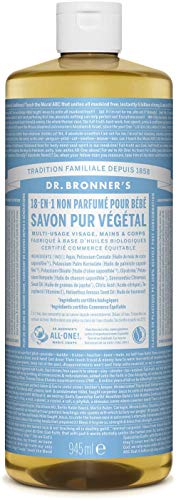 Dr. Bronner Magic Soaps Pure-Kastilien Seife, 18-in-1 Hemp Unscented Baby-Mild, 32-Unzen-Flaschen (2er Pack)