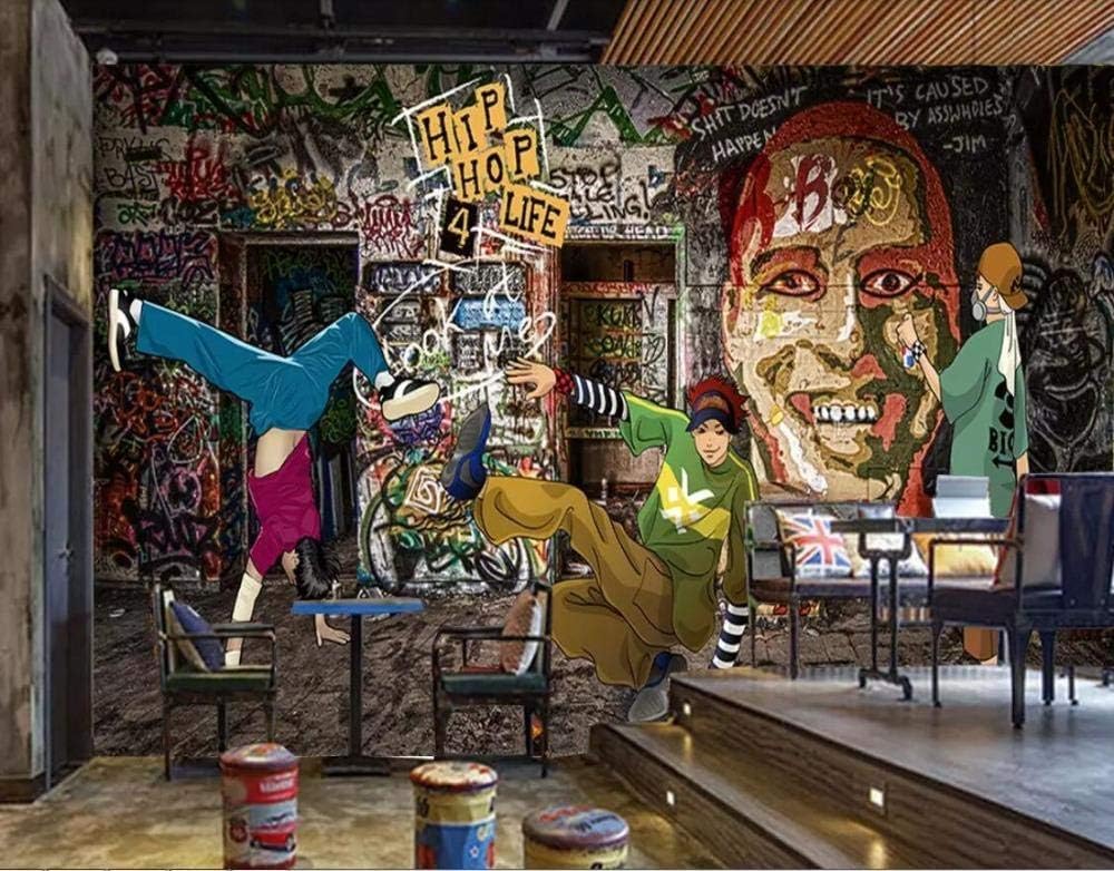 Graffiti-Hip-Hop-Rock 3D Tapete Poster Restaurant Schlafzimmer Wohnzimmer Sofa TV Dekorative Wand-150cm×105cm