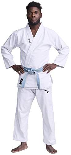 Ippon Gear BJJ GI Brazilian Jiu Jitsu Einsteiger Anzug inkl weißem Gürtel [Größe A1 I Pearl-Weave Material I 350gr/m² Stoffdichte I Reißfestes Material mit versiegelten Nähten] weiß