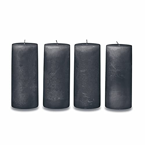 Loberon® Kerze 4er Set Homel, durchgefärbte Kerzen, Adventskerzen, Adventskranz, Weihnachten, Weihnachtsdeko, Wachs, H/Ø ca. 18/7 cm, anthrazit