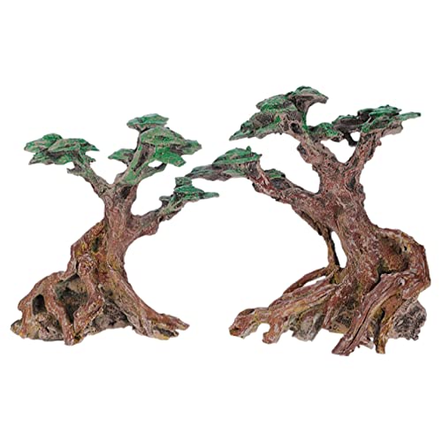 Bottone FishTank Dekorationen Bäume Aquarium Ornamente Steingarten Figur Stamm Realistischer Baum Steingarten Pflanze