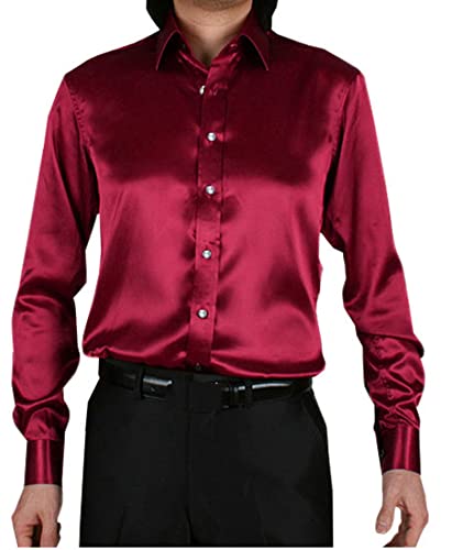 SOMTHRON Herren Mode Glänzt Regelmäßig Fit Seid Hemd Business 20 Farben(WR,XL)