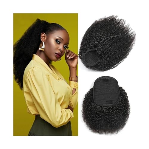 Haarverlängerungen Pferdeschwanz, Mogolian Afro Kinky Curly Pferdeschwanz-Extensions aus Echthaar, 25,4–71,1 cm lang, mit Kordelzug, Remy-Haar, Pferdeschwanz, Clip-in, Afro-Locken-Pferdeschwanz-Haarte